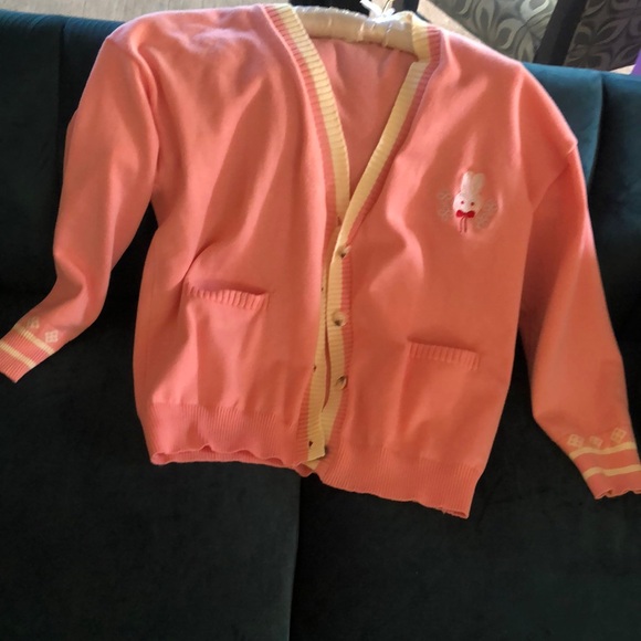 Pink And White Bunny Sweater Sz S/M/L - Picture 1 of 9